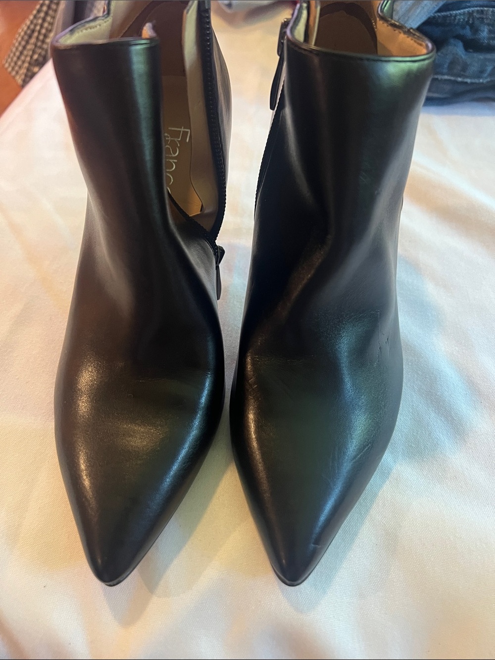 Franco Sarto Black Pointed Toe Ankle Booties